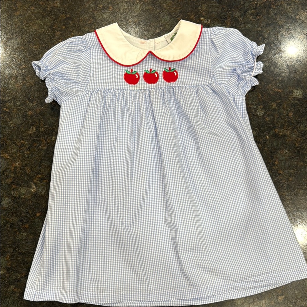 Blue and White Smocked Dress with Peter Pan Collar